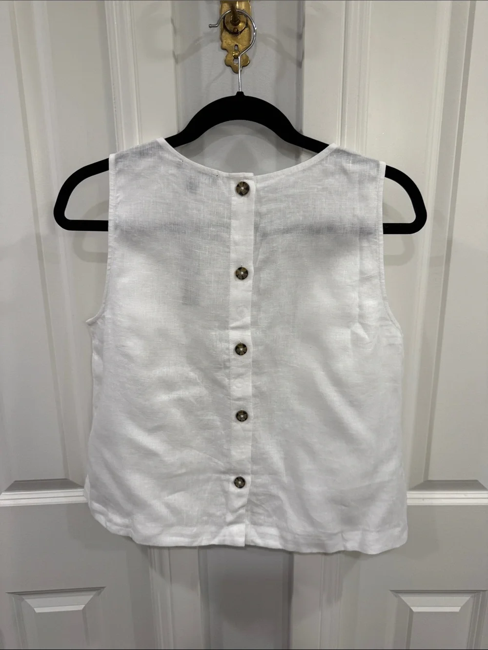 J. Crew White Linen Sleeveless Boxy Cropped Tank - Picture 2 of 4